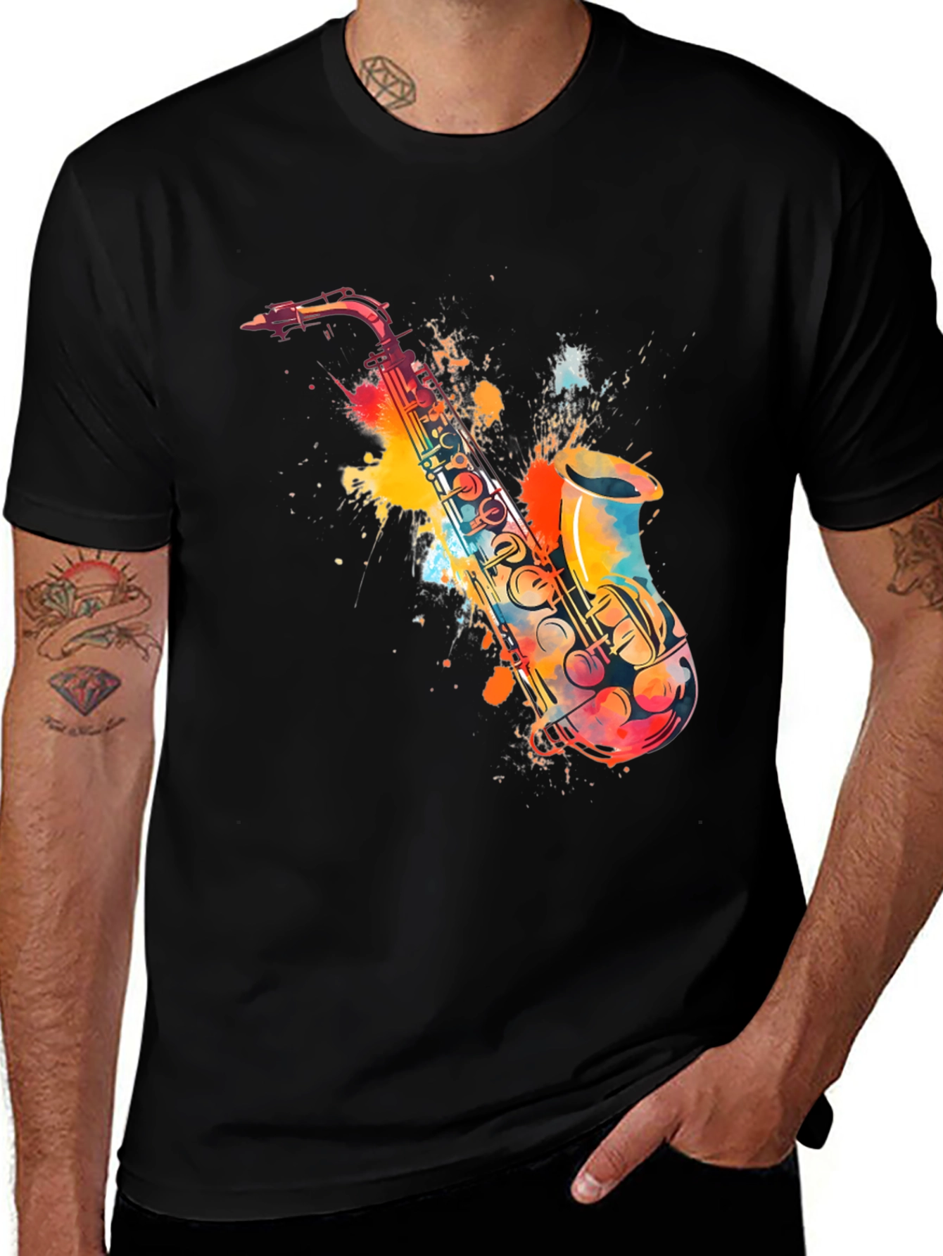 Saxophone Watercolor Graphic Tee