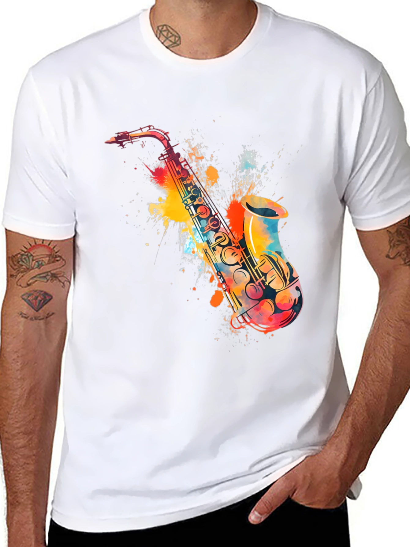 Saxophone Watercolor Graphic Tee