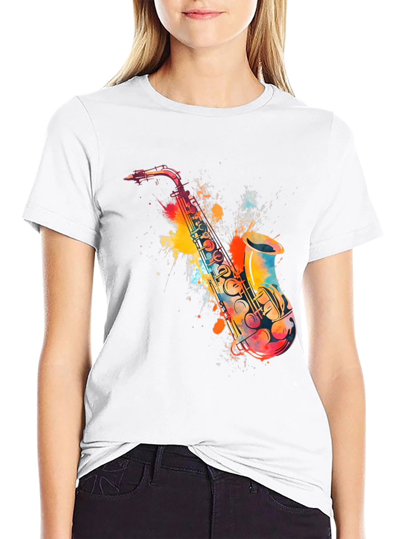 Saxophone Watercolor Graphic Tee