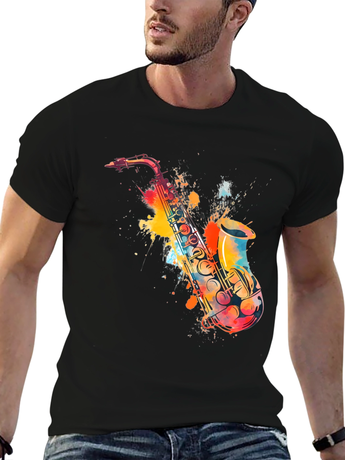 Saxophone Watercolor Graphic Tee