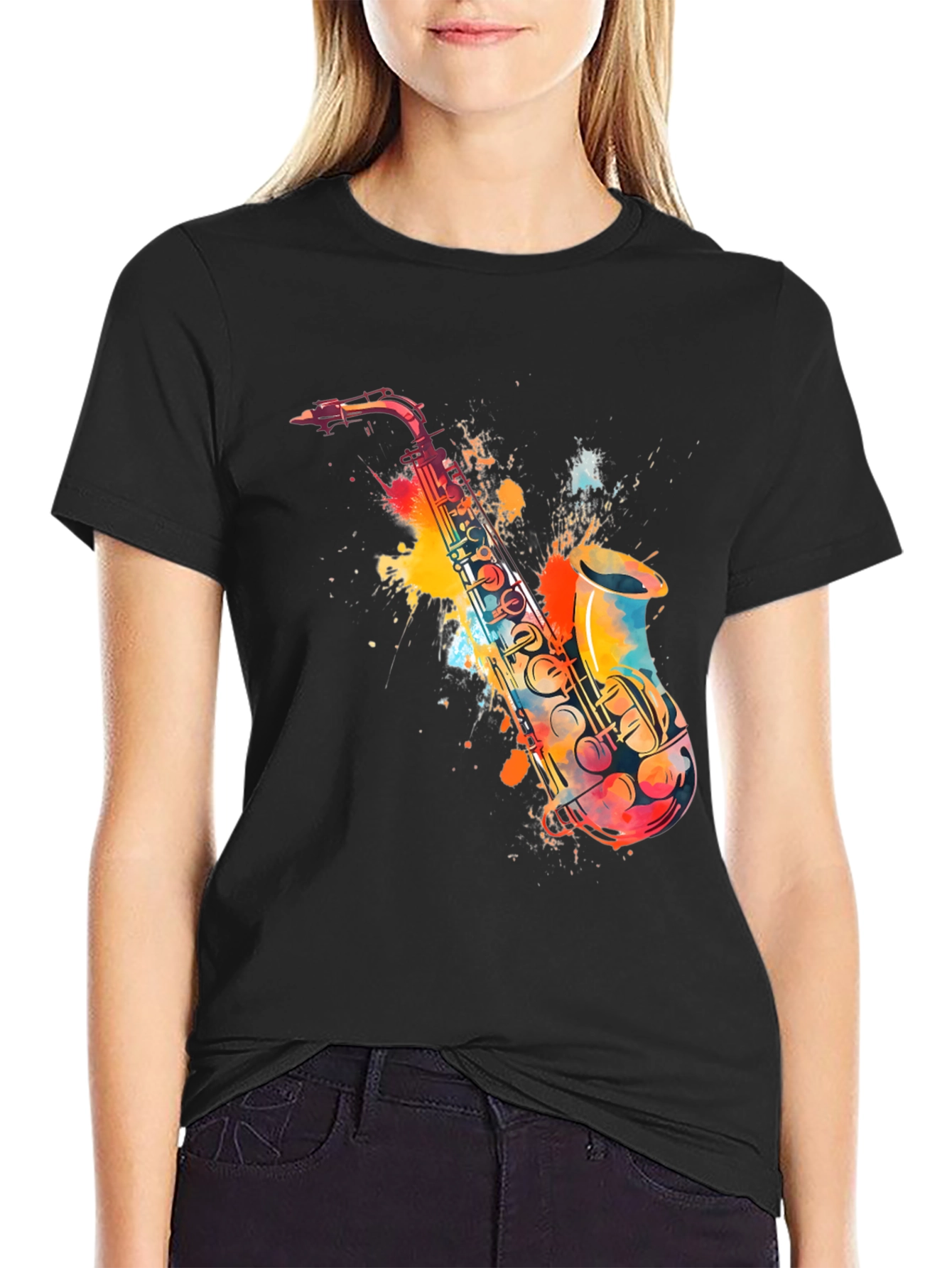 Saxophone Watercolor Graphic Tee