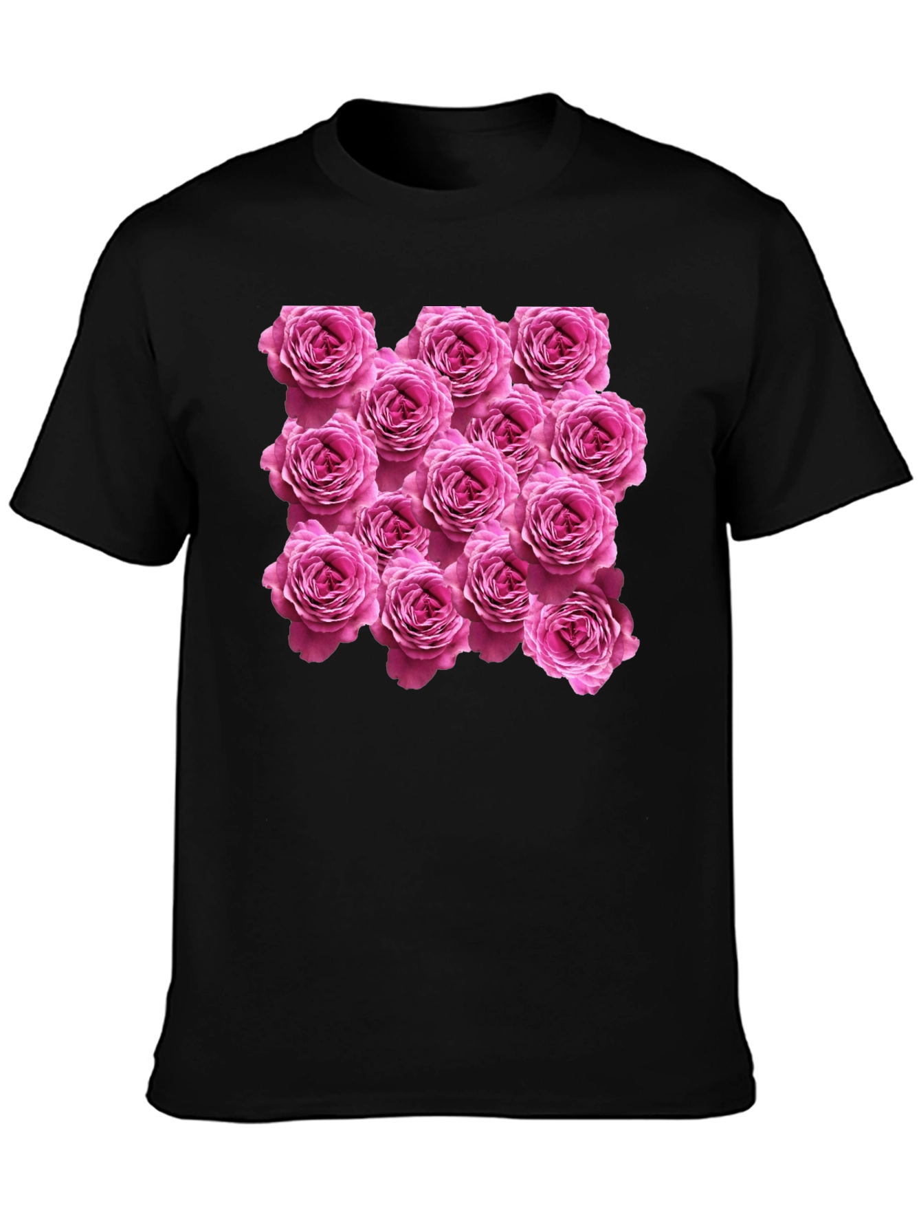 Rose Print Black T-Shirt