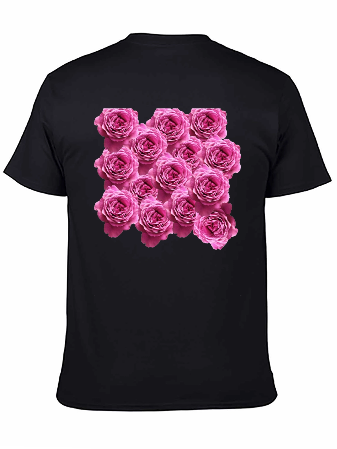 Rose Print Black T-Shirt