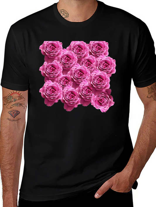 Rose Print Black T-Shirt