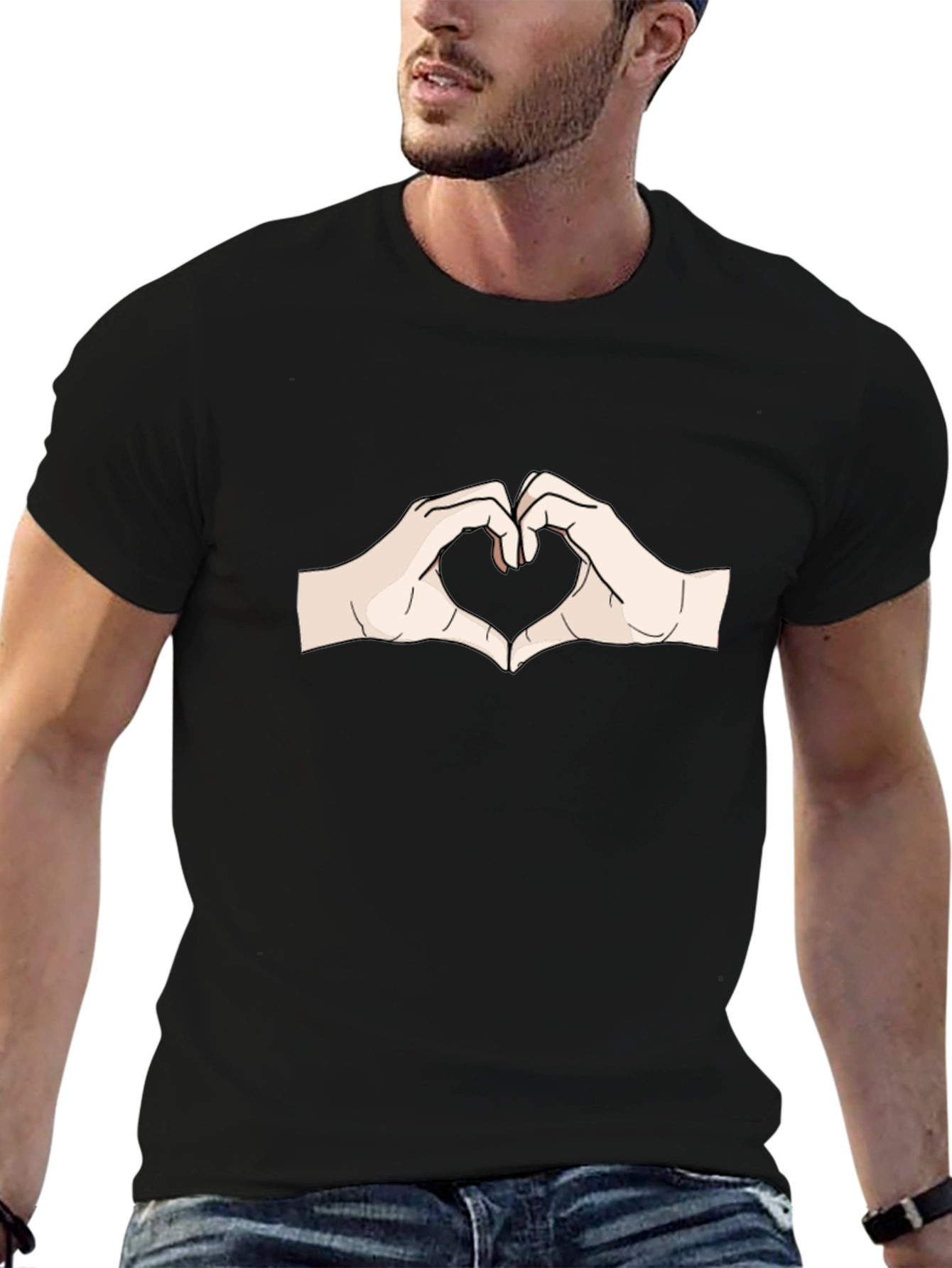 Heart Hands Graphic Tee - Soft Cotton Casual T-Shirt