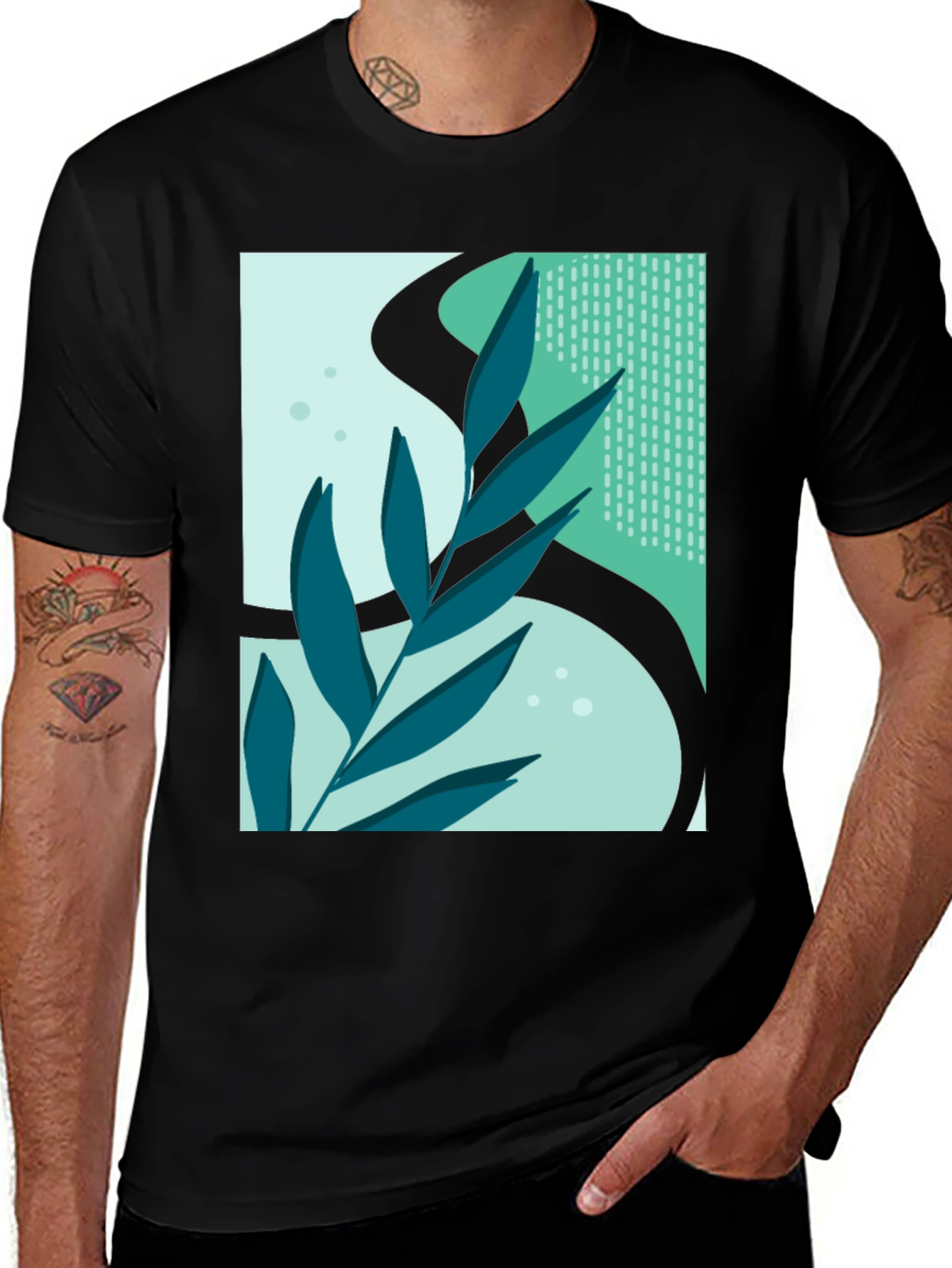 Abstract Leaf Graphic T-Shirt - Modern Art Tee