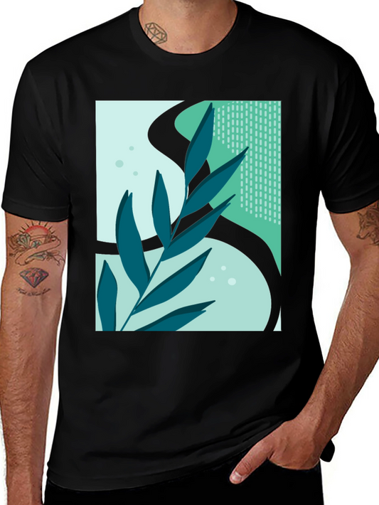 Abstract Leaf Graphic T-Shirt - Modern Art Tee