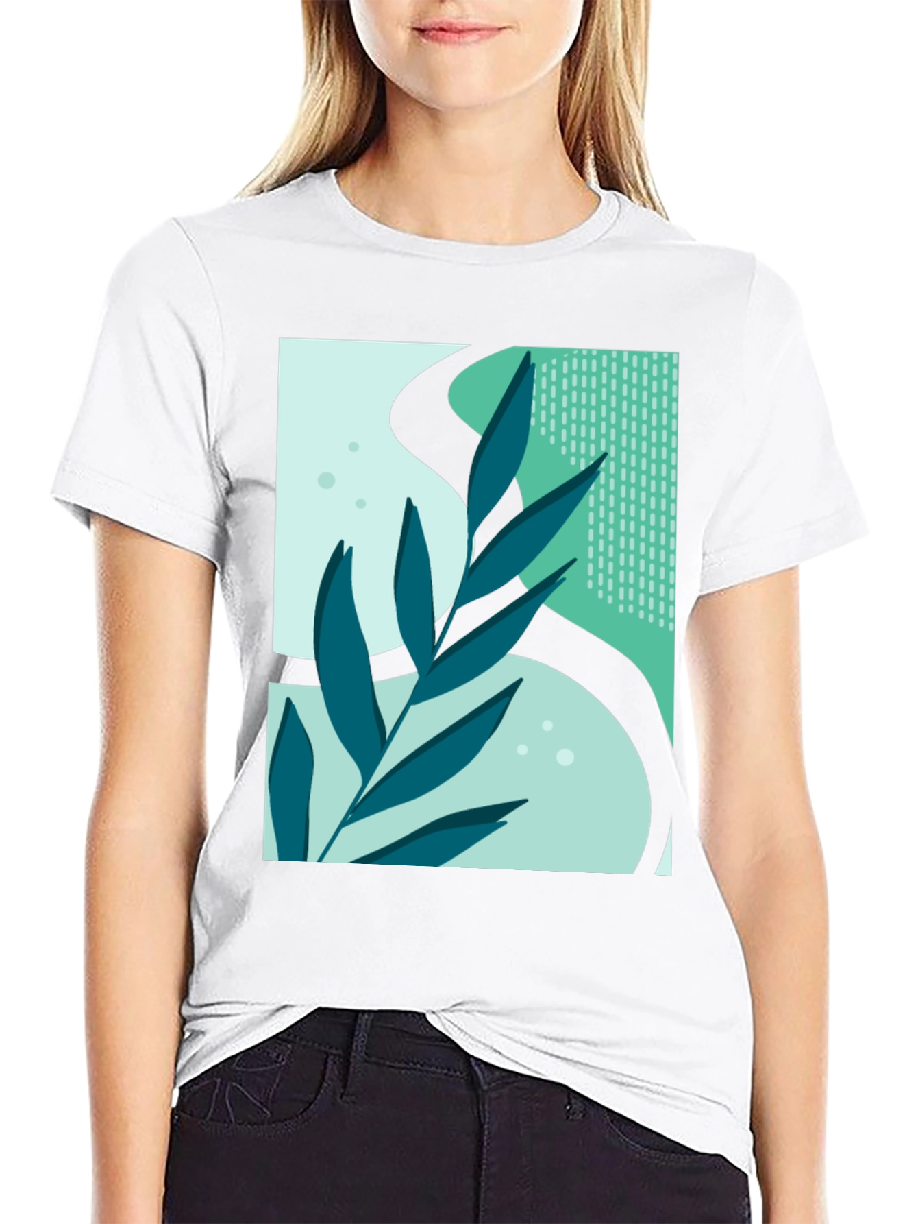 Abstract Leaf Graphic T-Shirt - Modern Art Tee