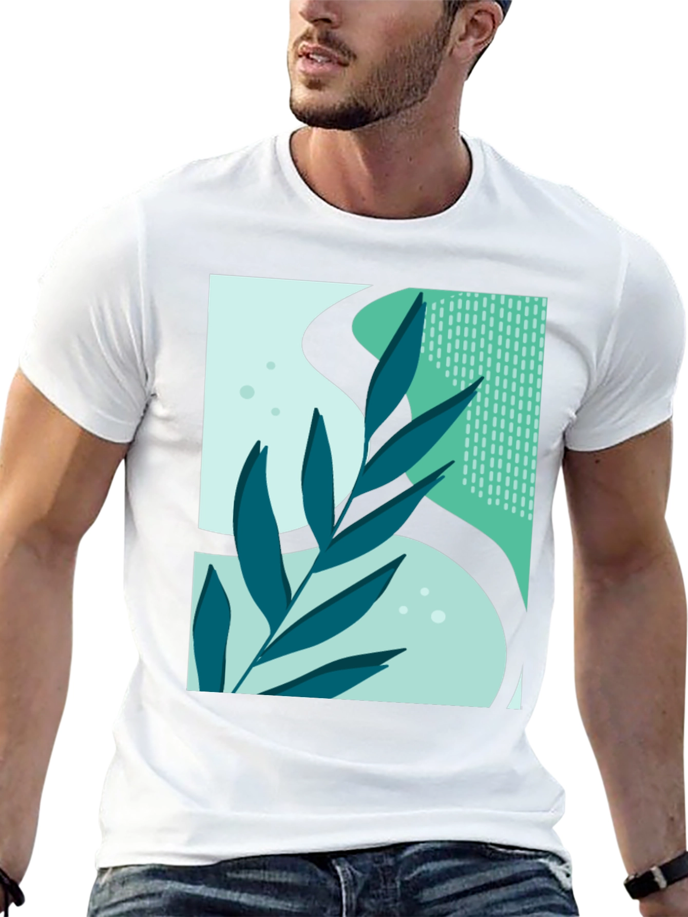 Abstract Leaf Graphic T-Shirt - Modern Art Tee