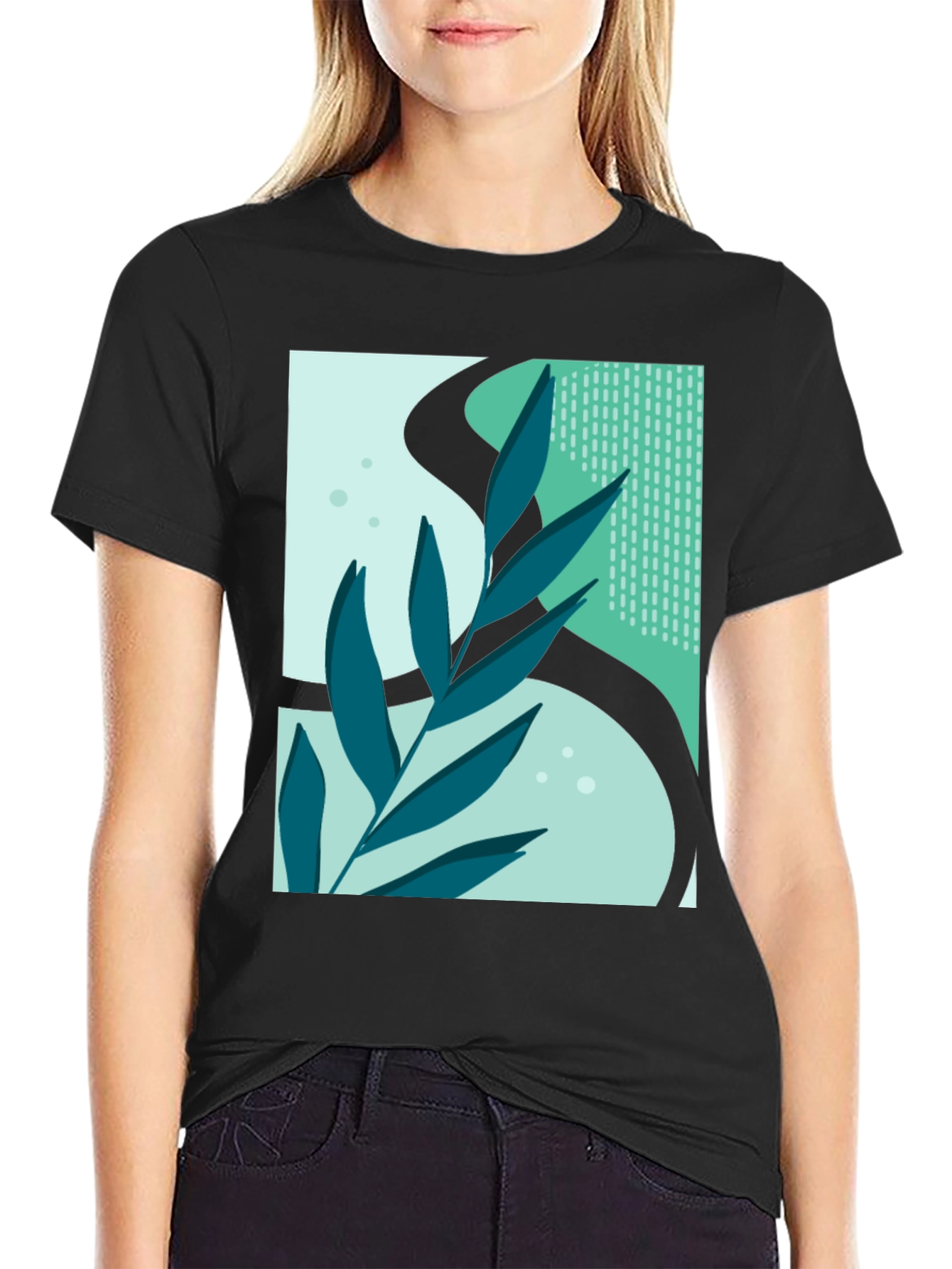 Abstract Leaf Graphic T-Shirt - Modern Art Tee
