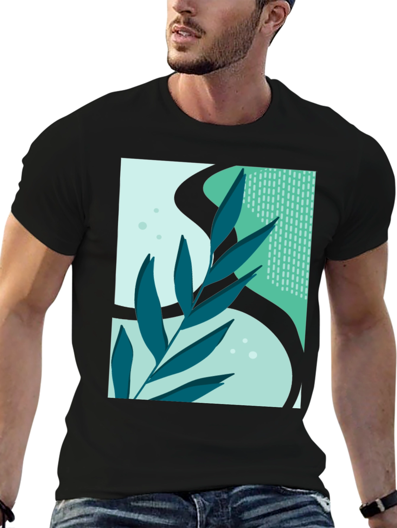 Abstract Leaf Graphic T-Shirt - Modern Art Tee