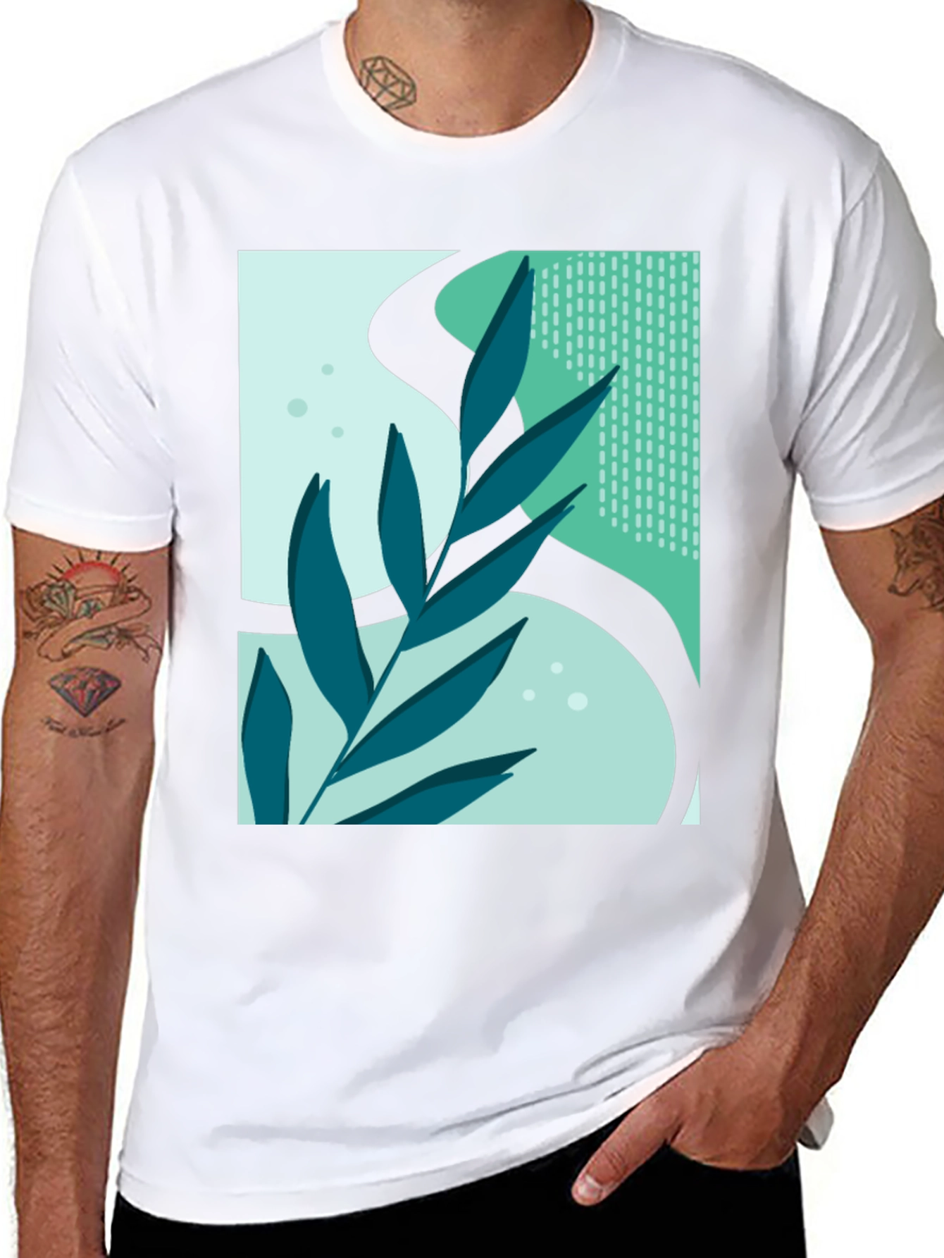Abstract Leaf Graphic T-Shirt - Modern Art Tee