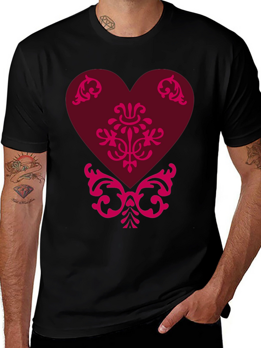 Elegant Heart Graphic Tee - Black