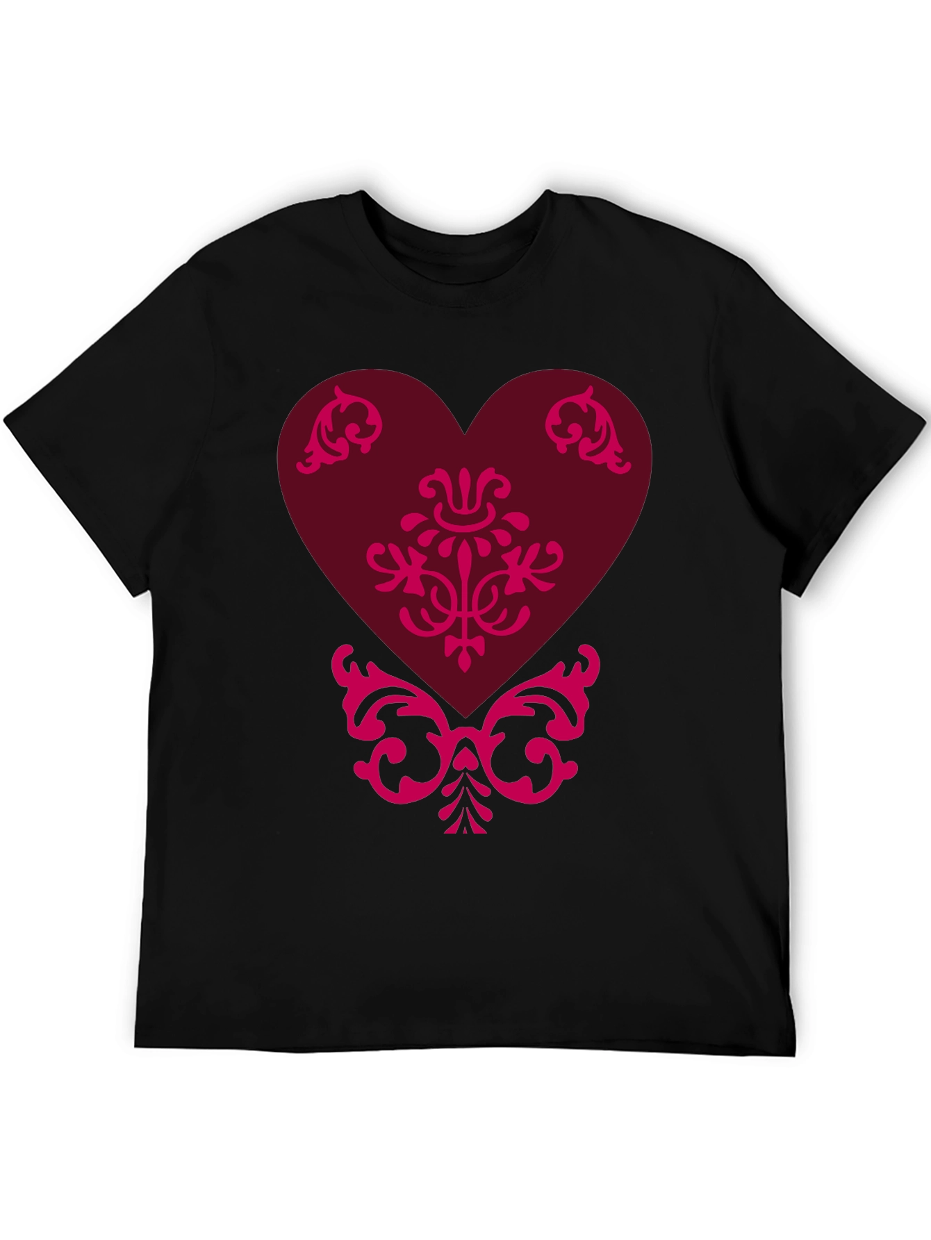 Elegant Heart Graphic Tee - Black