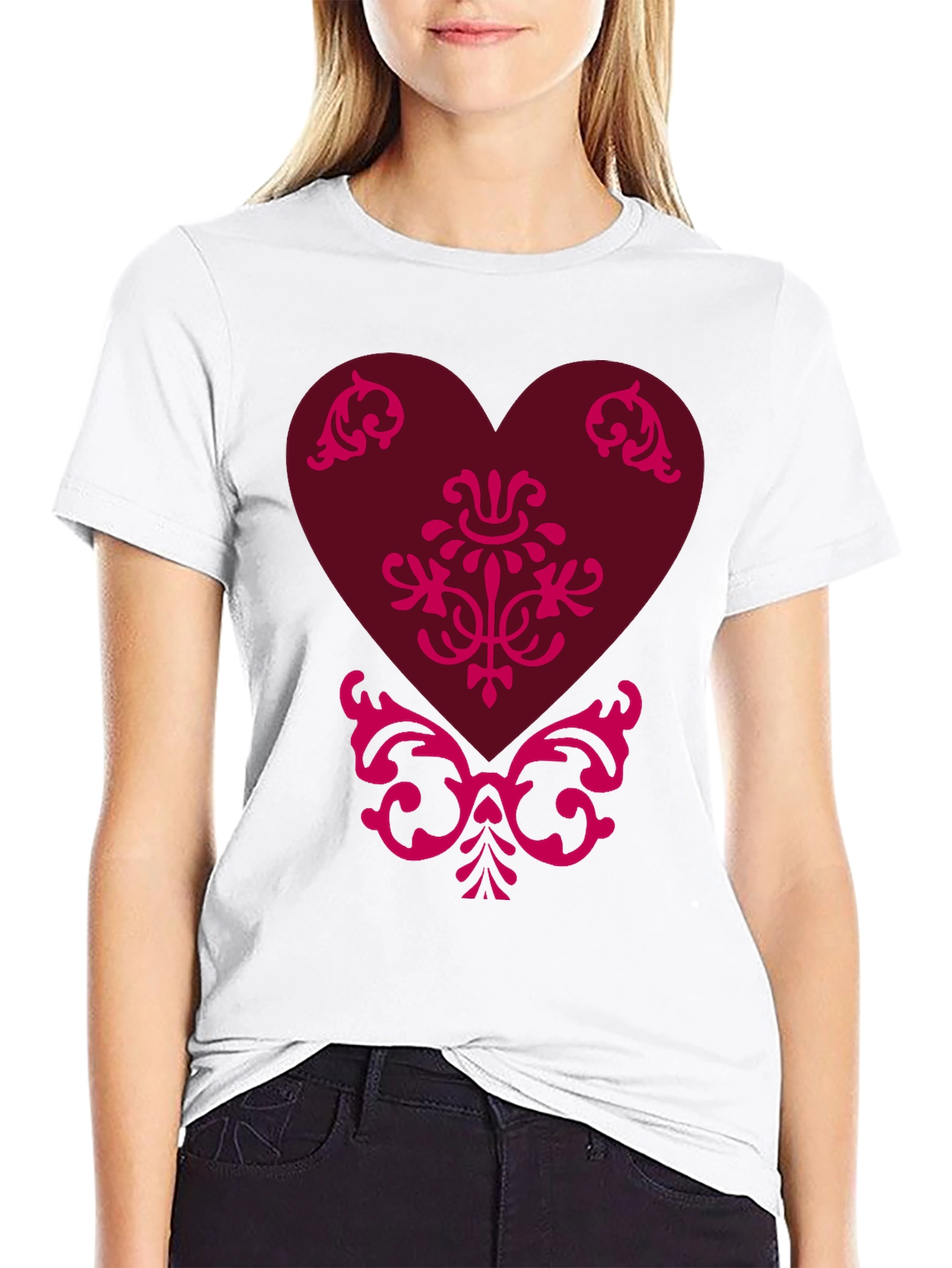 Elegant Heart Graphic Tee - Black