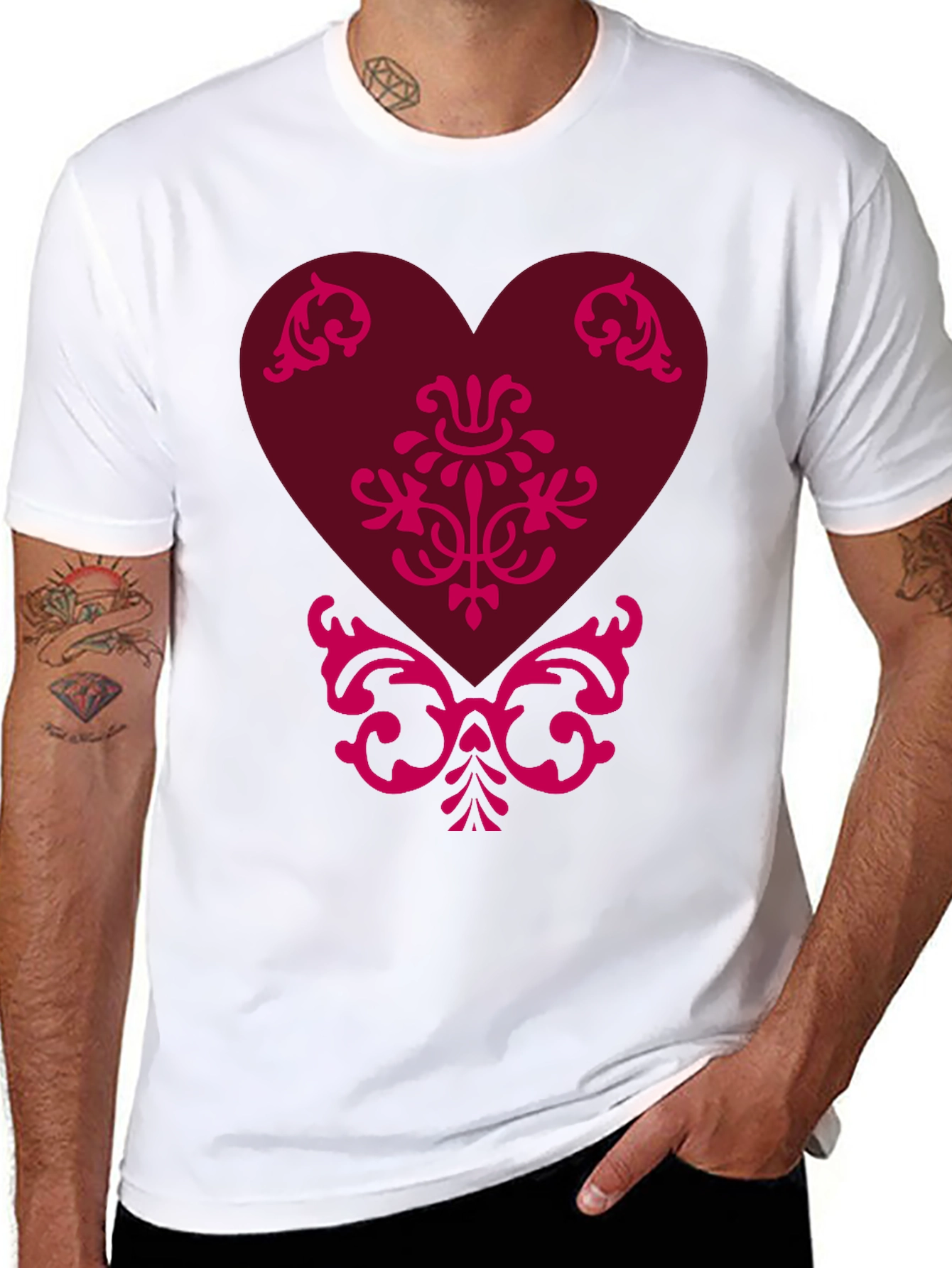 Elegant Heart Graphic Tee - Black