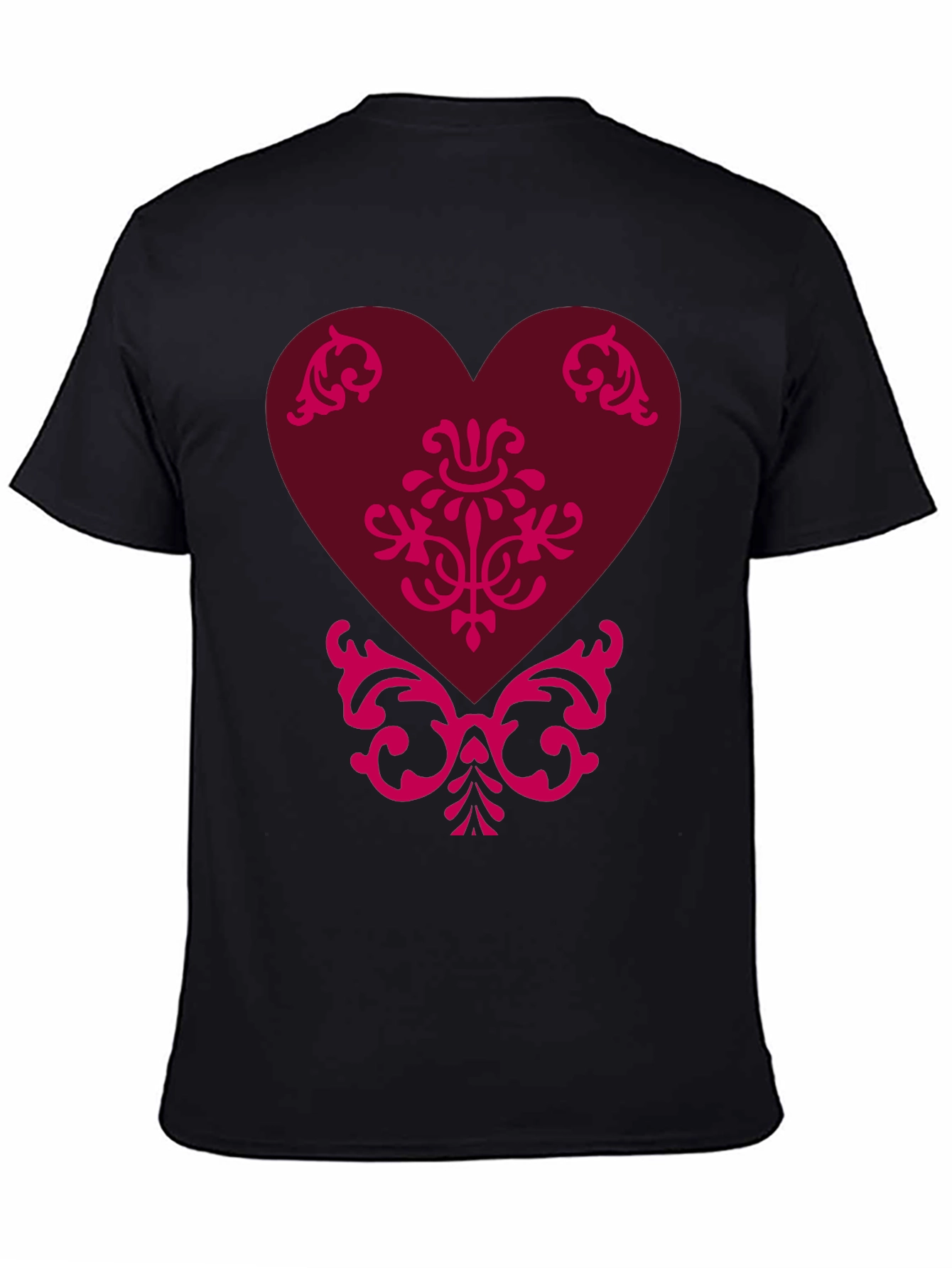 Elegant Heart Graphic Tee - Black