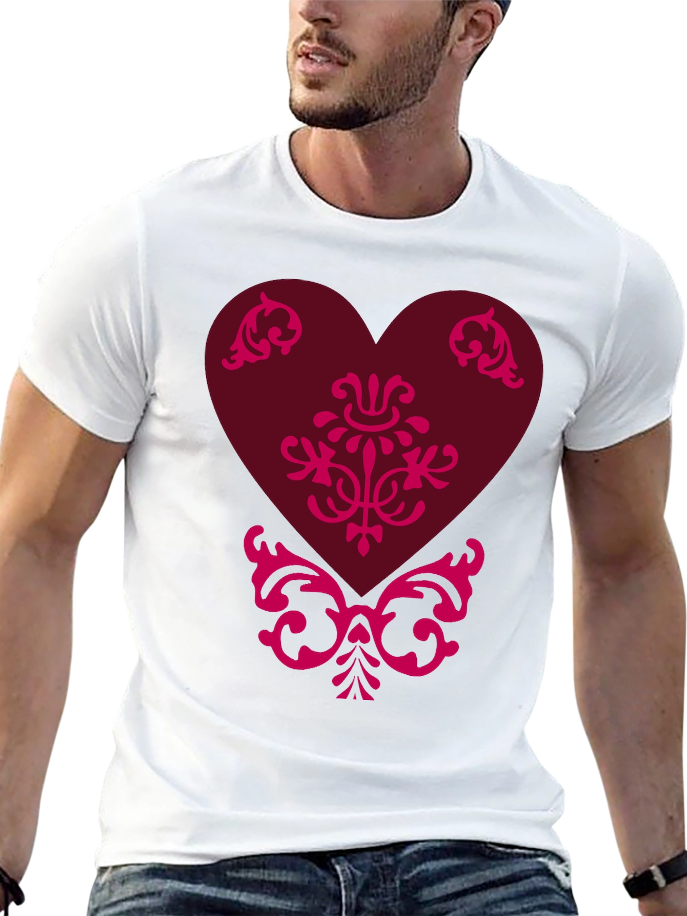 Elegant Heart Graphic Tee - Black