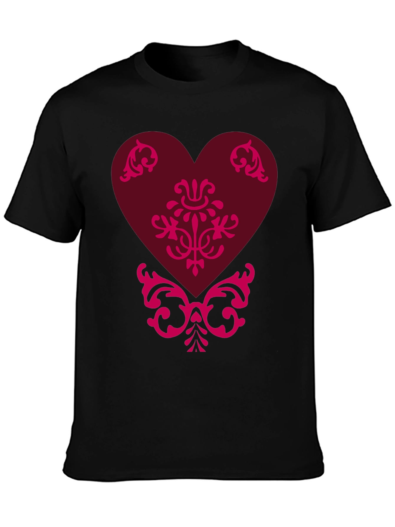 Elegant Heart Graphic Tee - Black