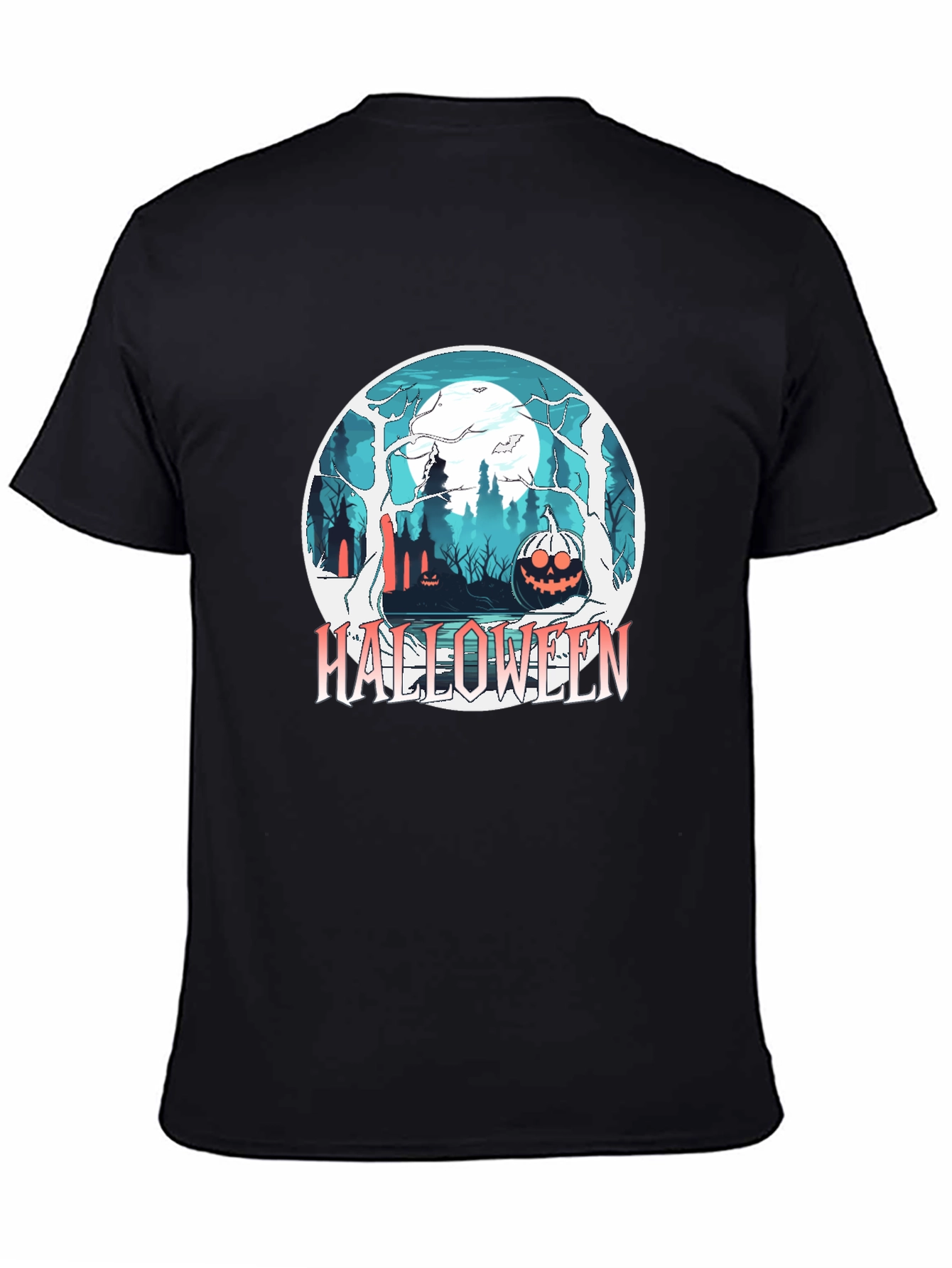 Halloween Forest Graphic Black T-Shirt