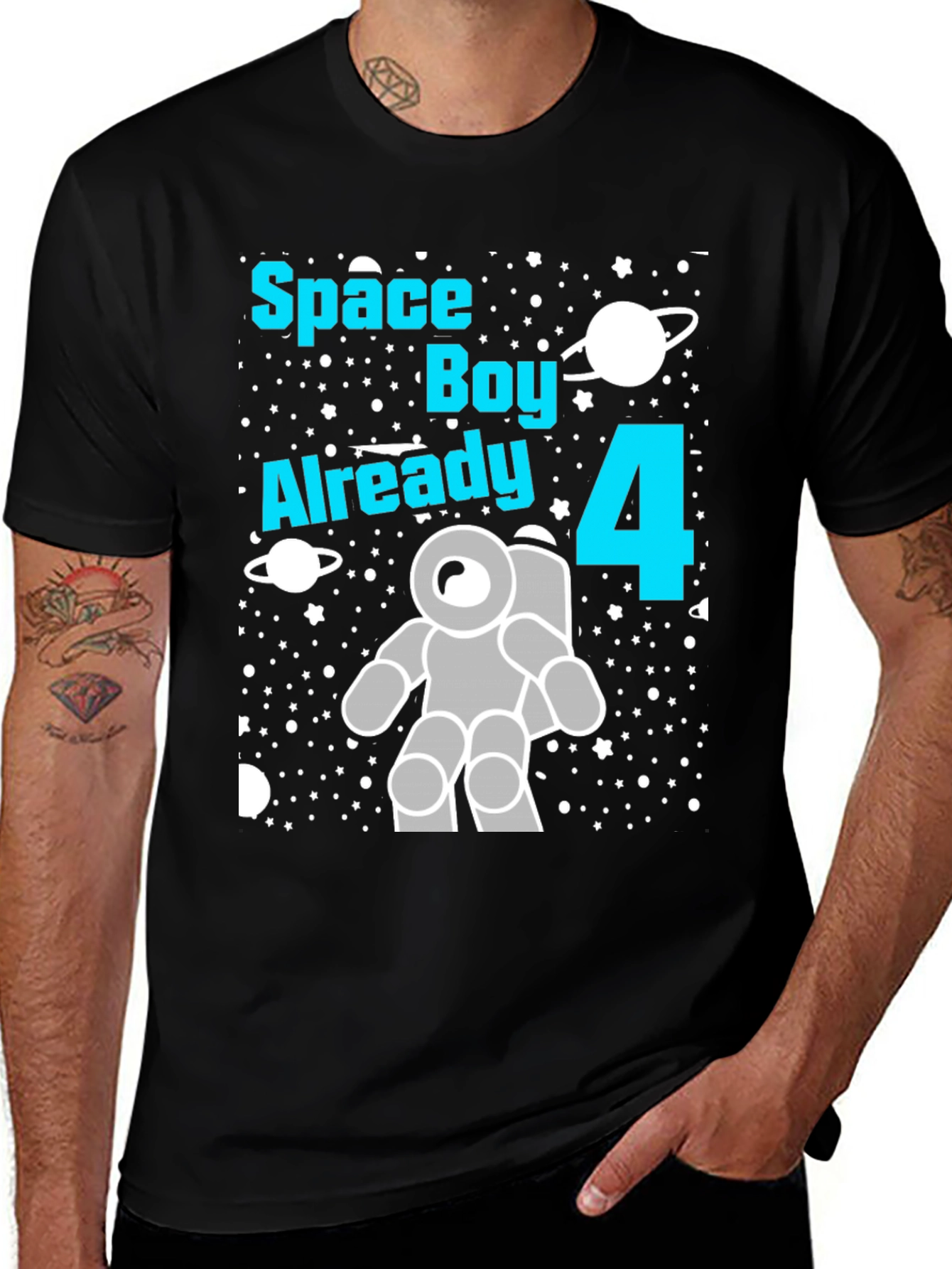 Space Boy 4th Birthday T-Shirt