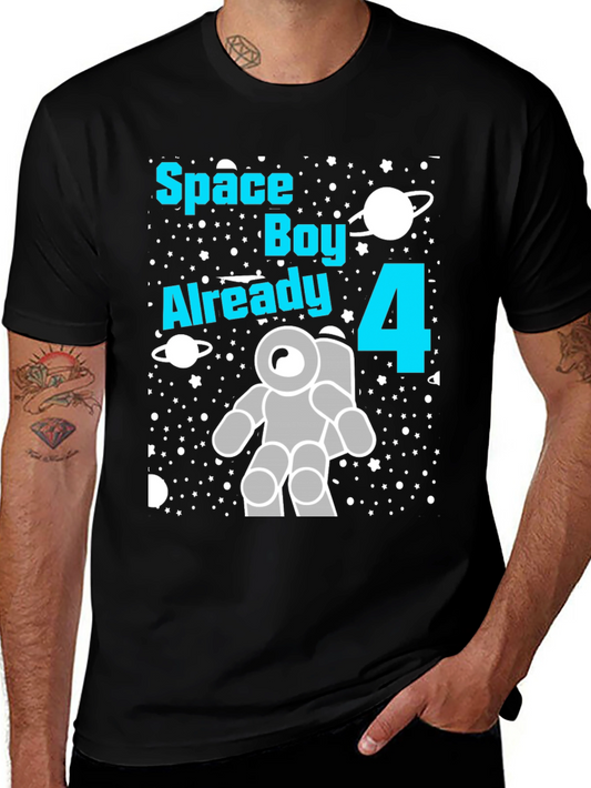 Space Boy 4th Birthday T-Shirt