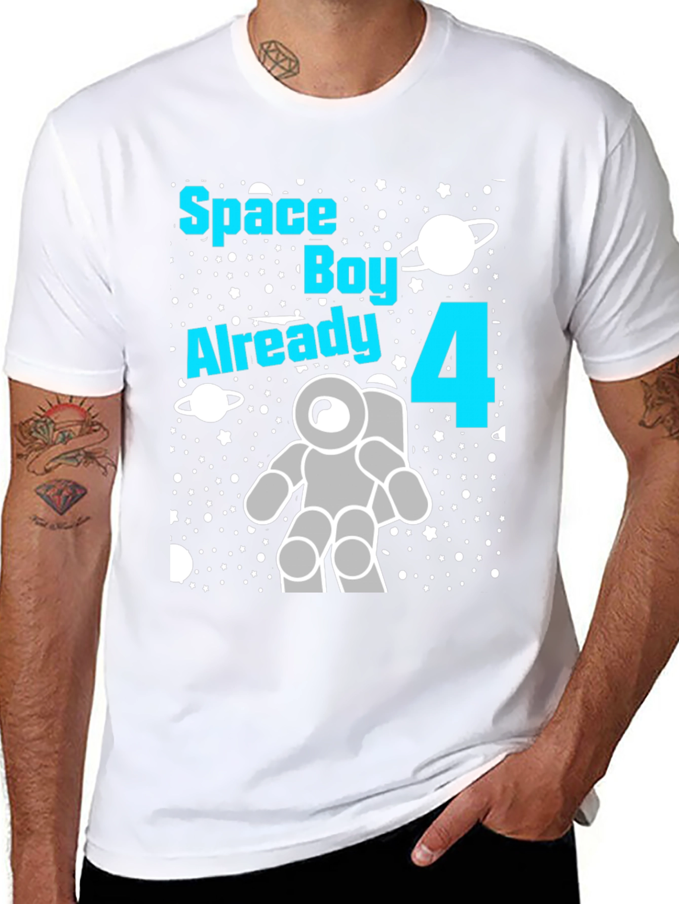 Space Boy 4th Birthday T-Shirt