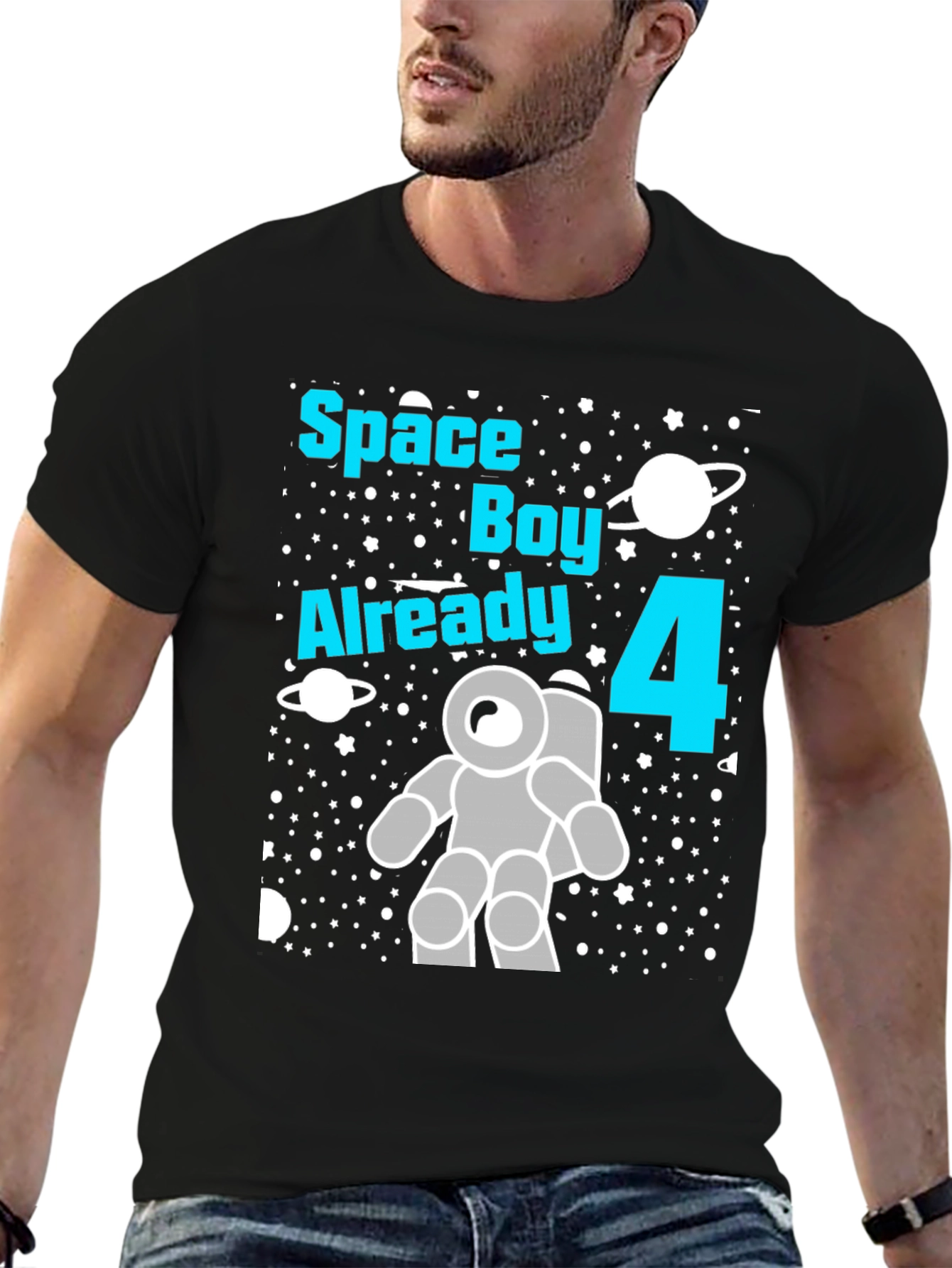 Space Boy 4th Birthday T-Shirt