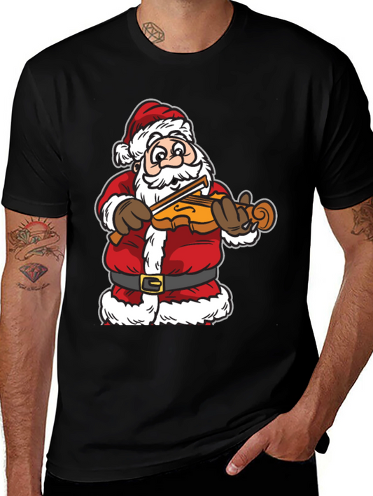 Santa Playing Violin T-Shirt - Holiday Cheer