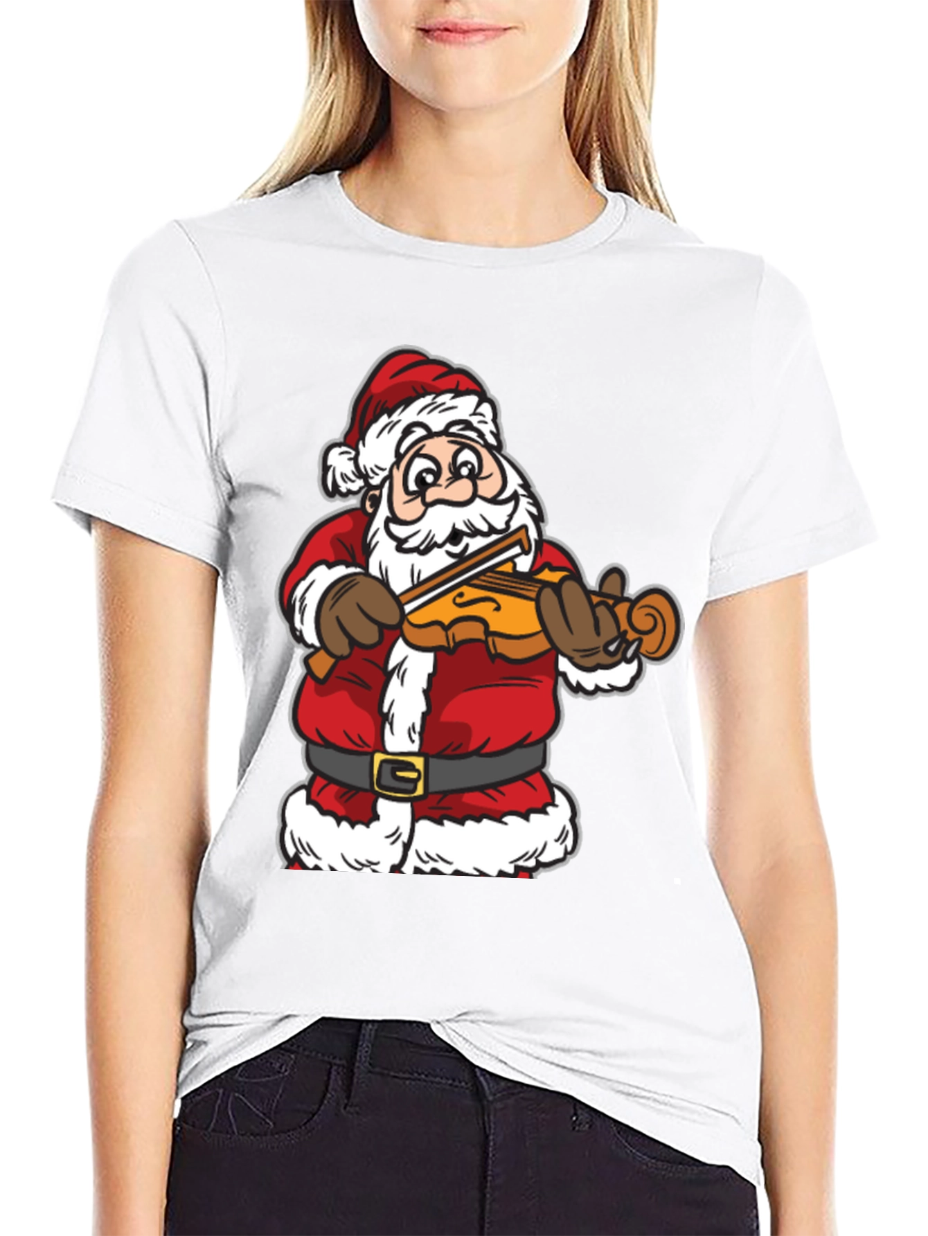 Santa Playing Violin T-Shirt - Holiday Cheer