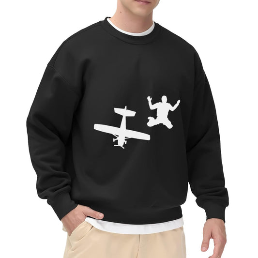 Black Sweatshirt with White Airplane and Acrobat Graphic – Unisex Fit