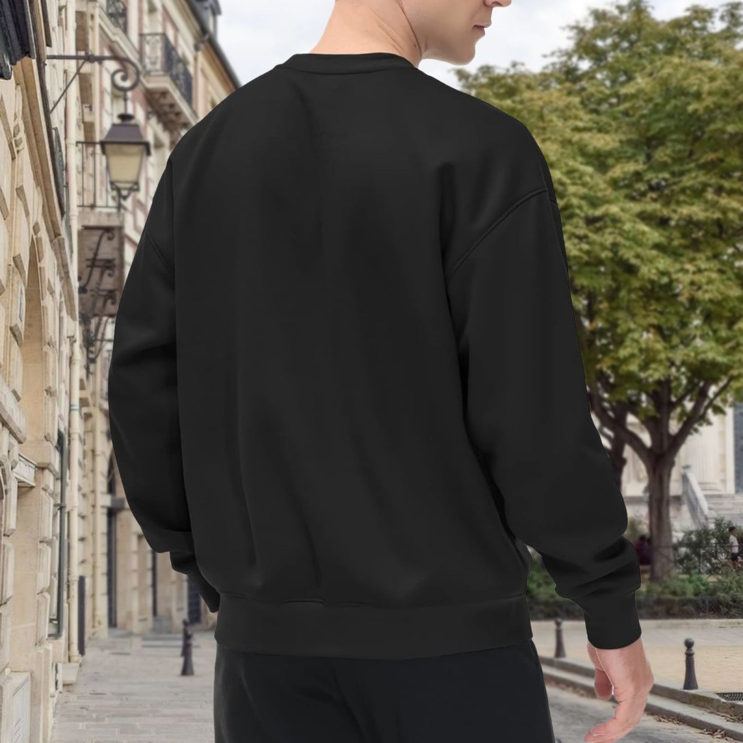 Black Sweatshirt with White Airplane and Acrobat Graphic – Unisex Fit