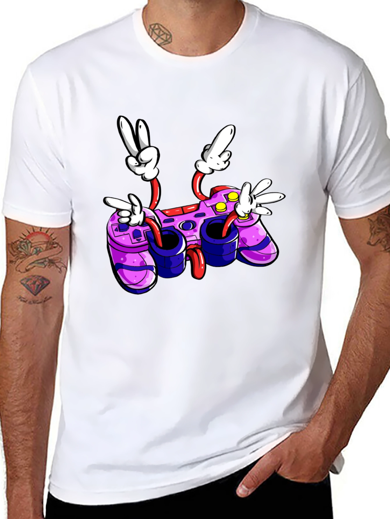 Cartoon Game Controller T-Shirt - Gamer Style