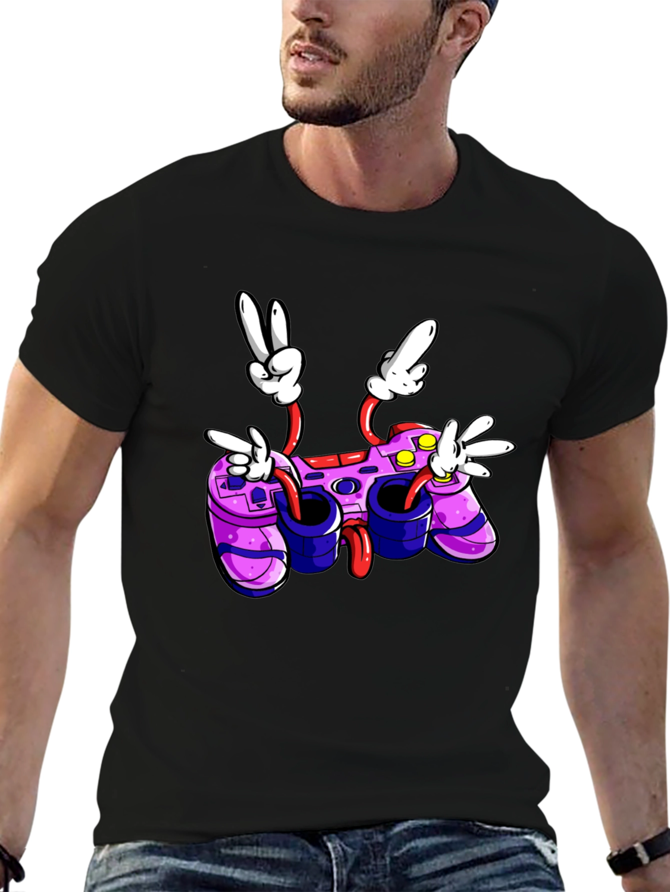 Cartoon Game Controller T-Shirt - Gamer Style