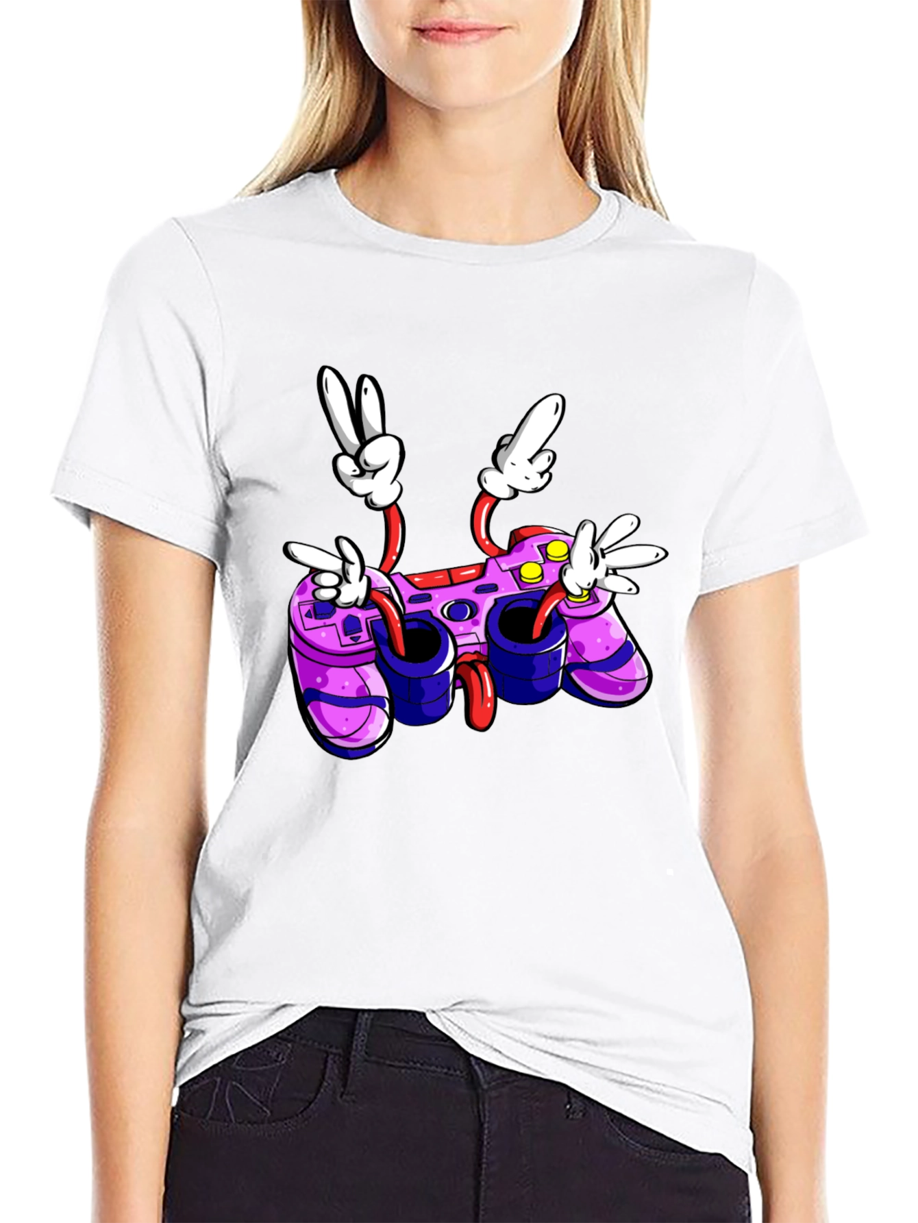 Cartoon Game Controller T-Shirt - Gamer Style