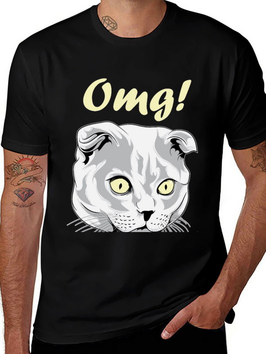 OMG Cat Graphic Tee - Unisex Black T-Shirt