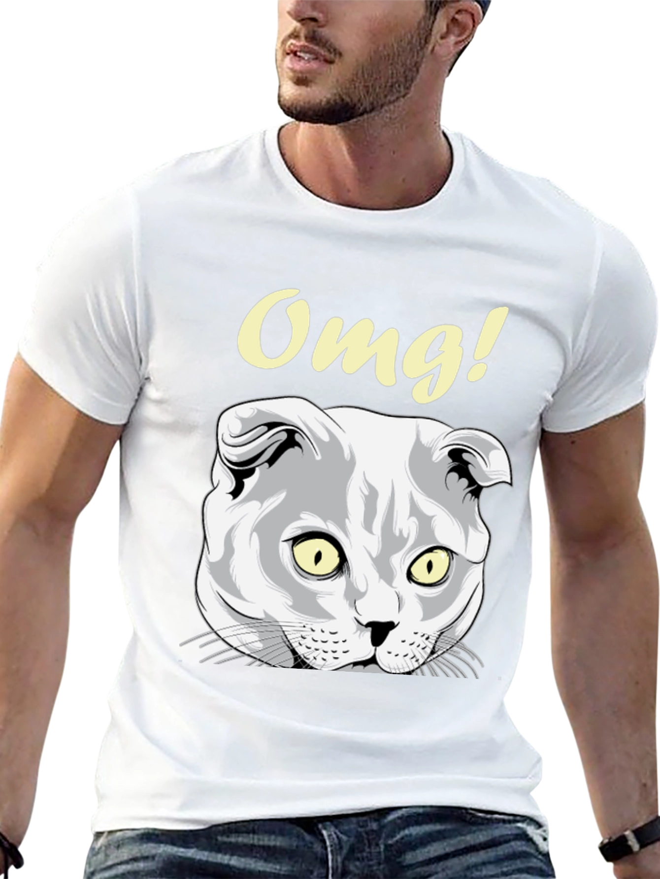 OMG Cat Graphic Tee - Unisex Black T-Shirt