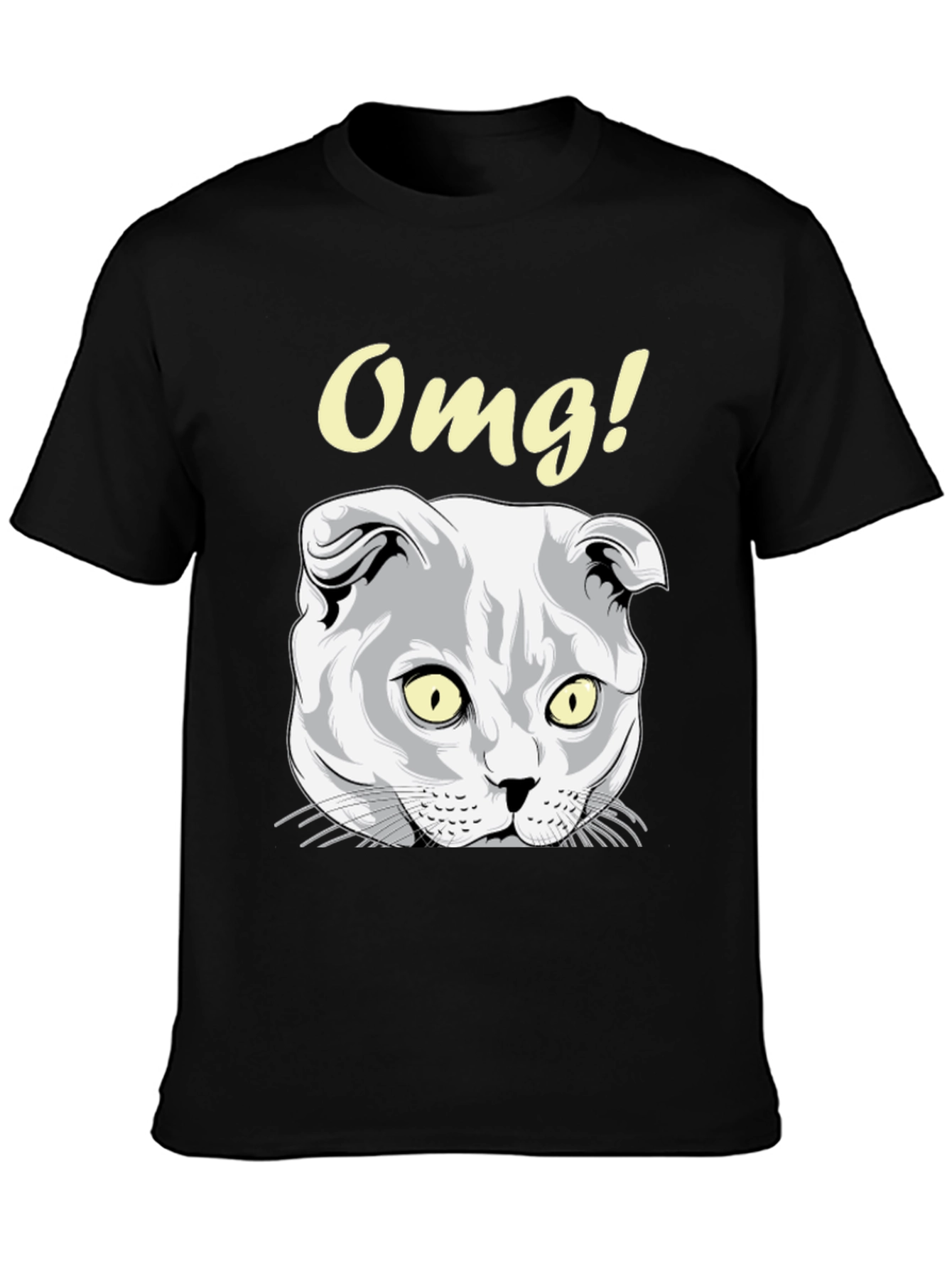 OMG Cat Graphic Tee - Unisex Black T-Shirt