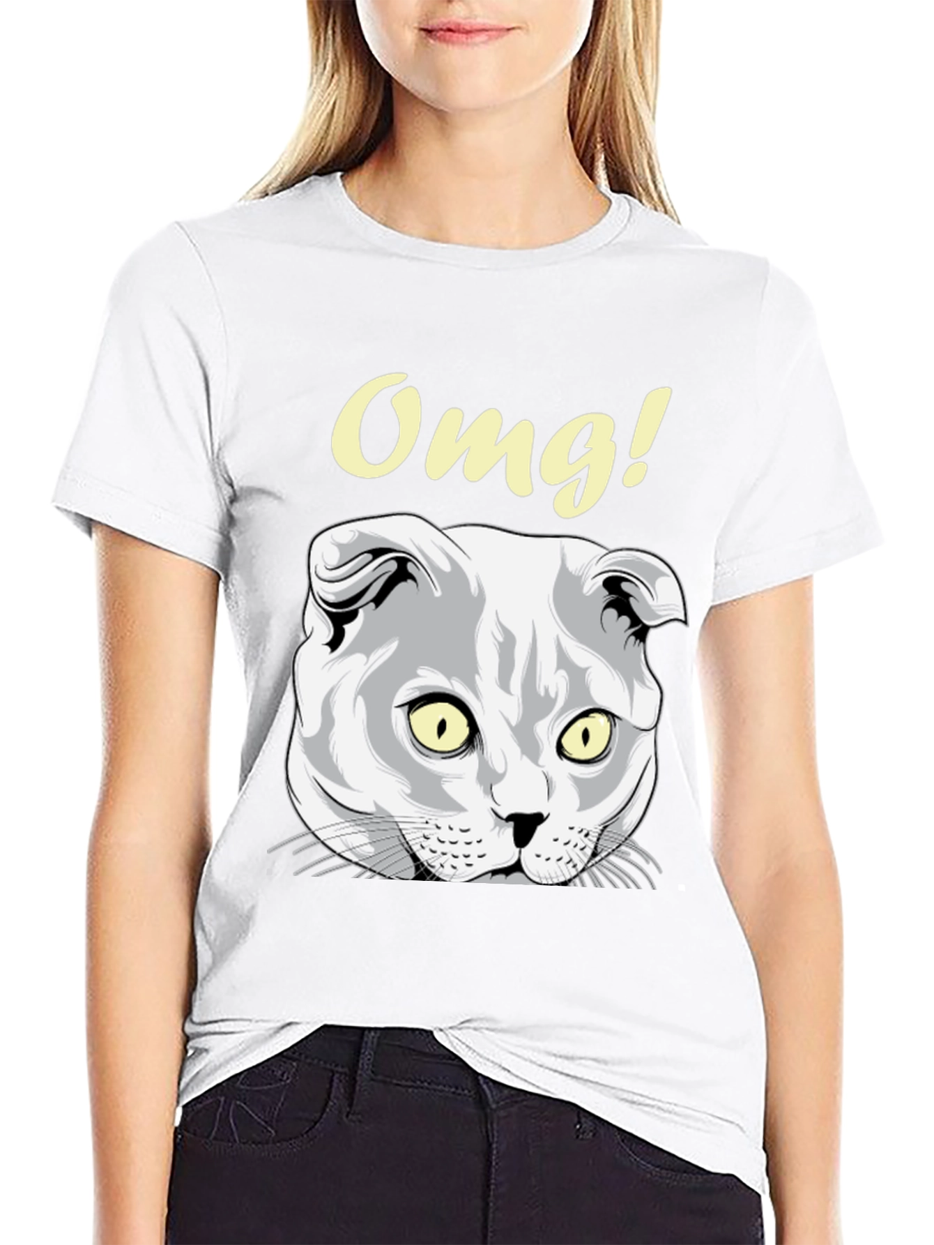 OMG Cat Graphic Tee - Unisex Black T-Shirt