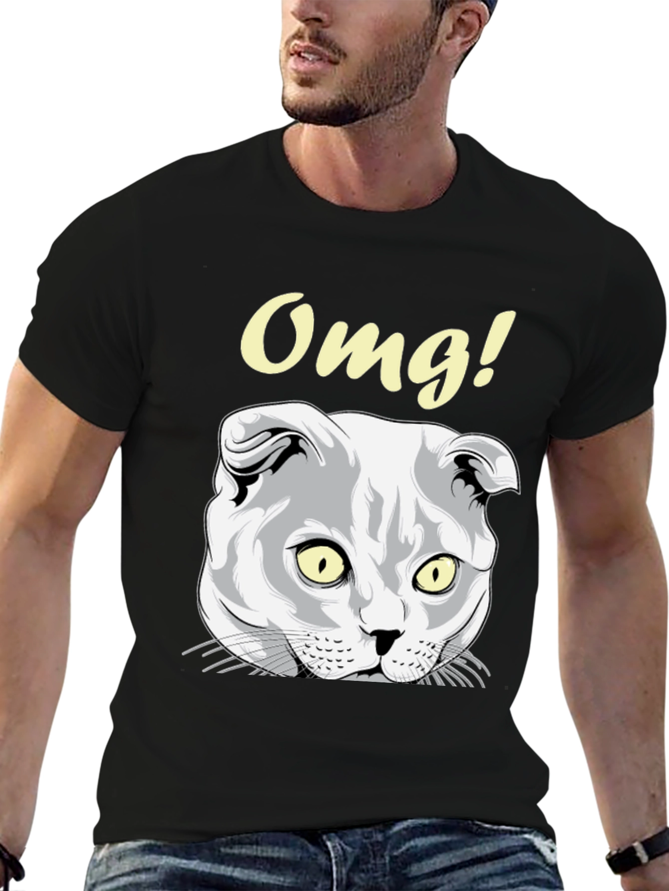 OMG Cat Graphic Tee - Unisex Black T-Shirt