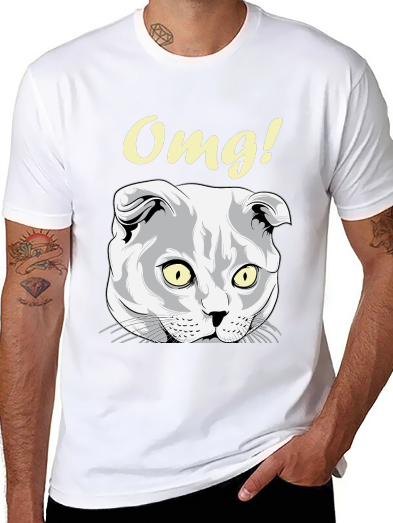 OMG Cat Graphic Tee - Unisex Black T-Shirt