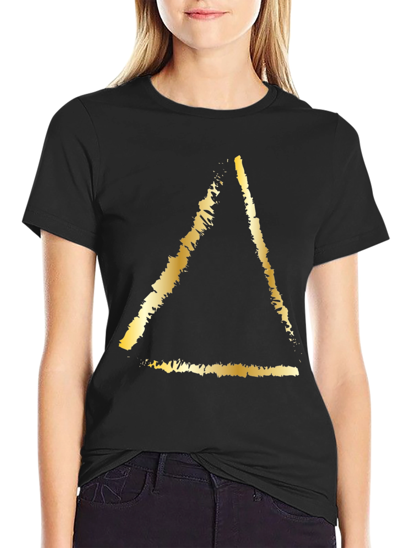 Golden Triangle Graphic Tee - Stylish Black T-Shirt