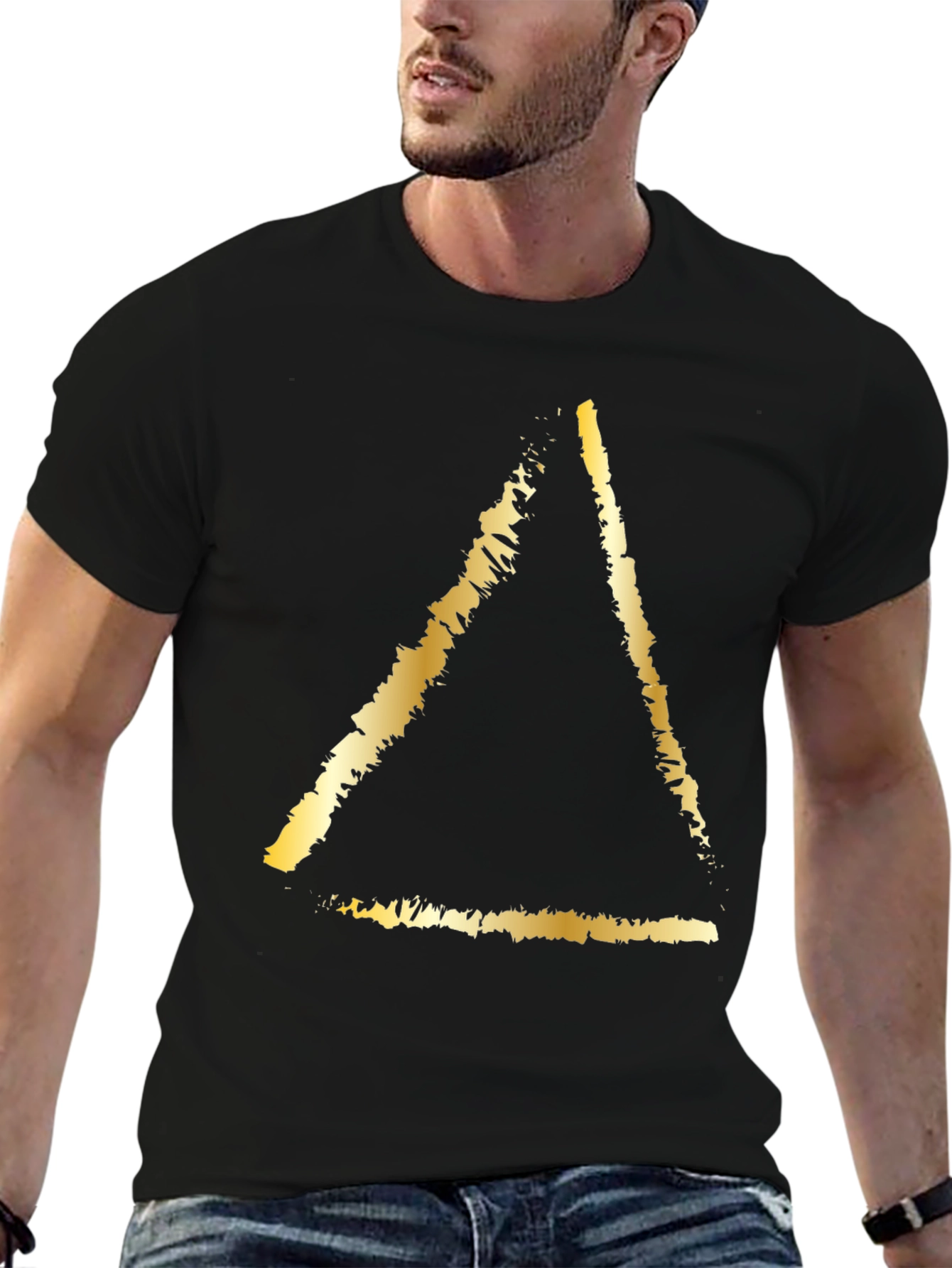Golden Triangle Graphic Tee - Stylish Black T-Shirt