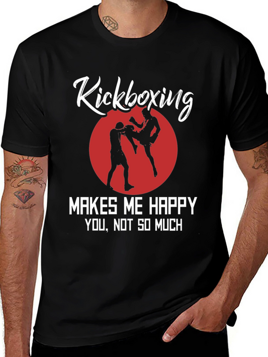 Kickboxing Makes Me Happy Black Graphic Tee