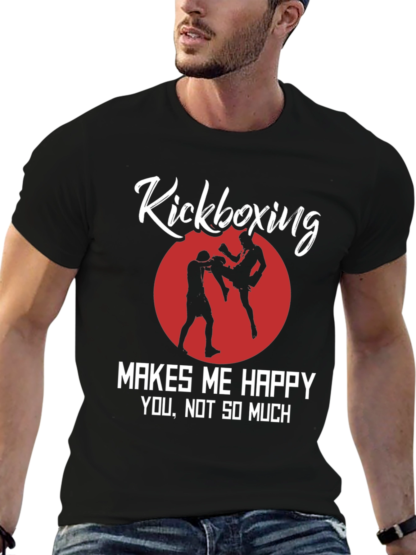 Kickboxing Makes Me Happy Black Graphic Tee