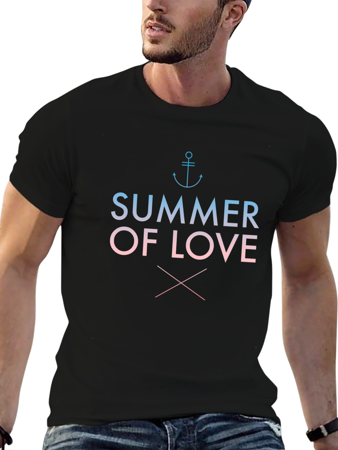 Summer of Love Graphic Tee - Black Cotton Blend