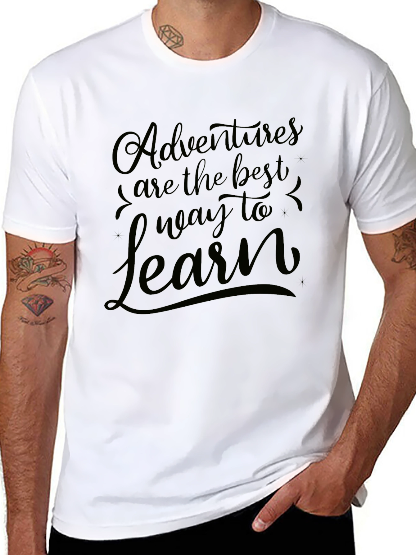 Adventure Awaits Black Graphic Tee Shirt