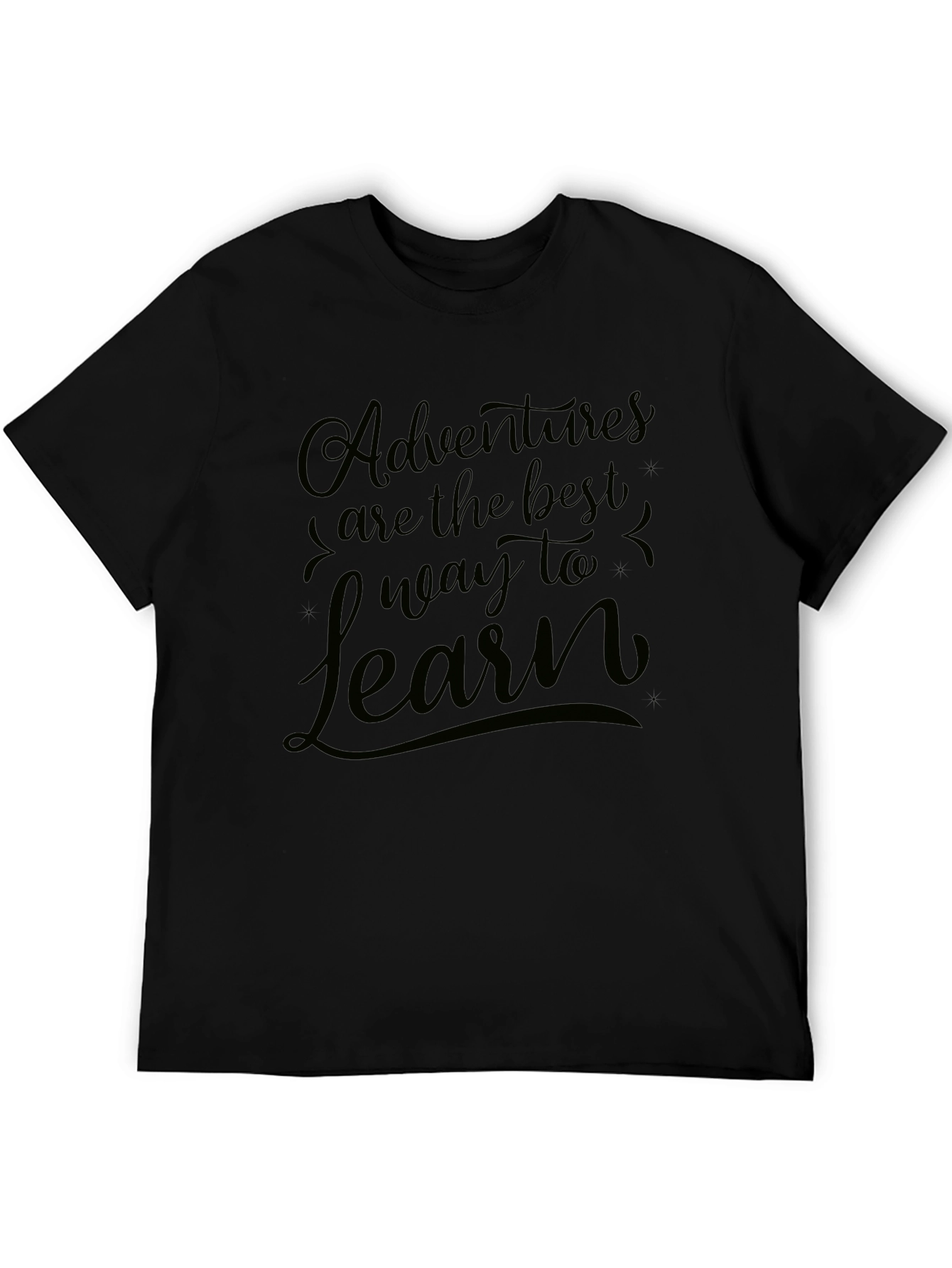 Adventure Awaits Black Graphic Tee Shirt