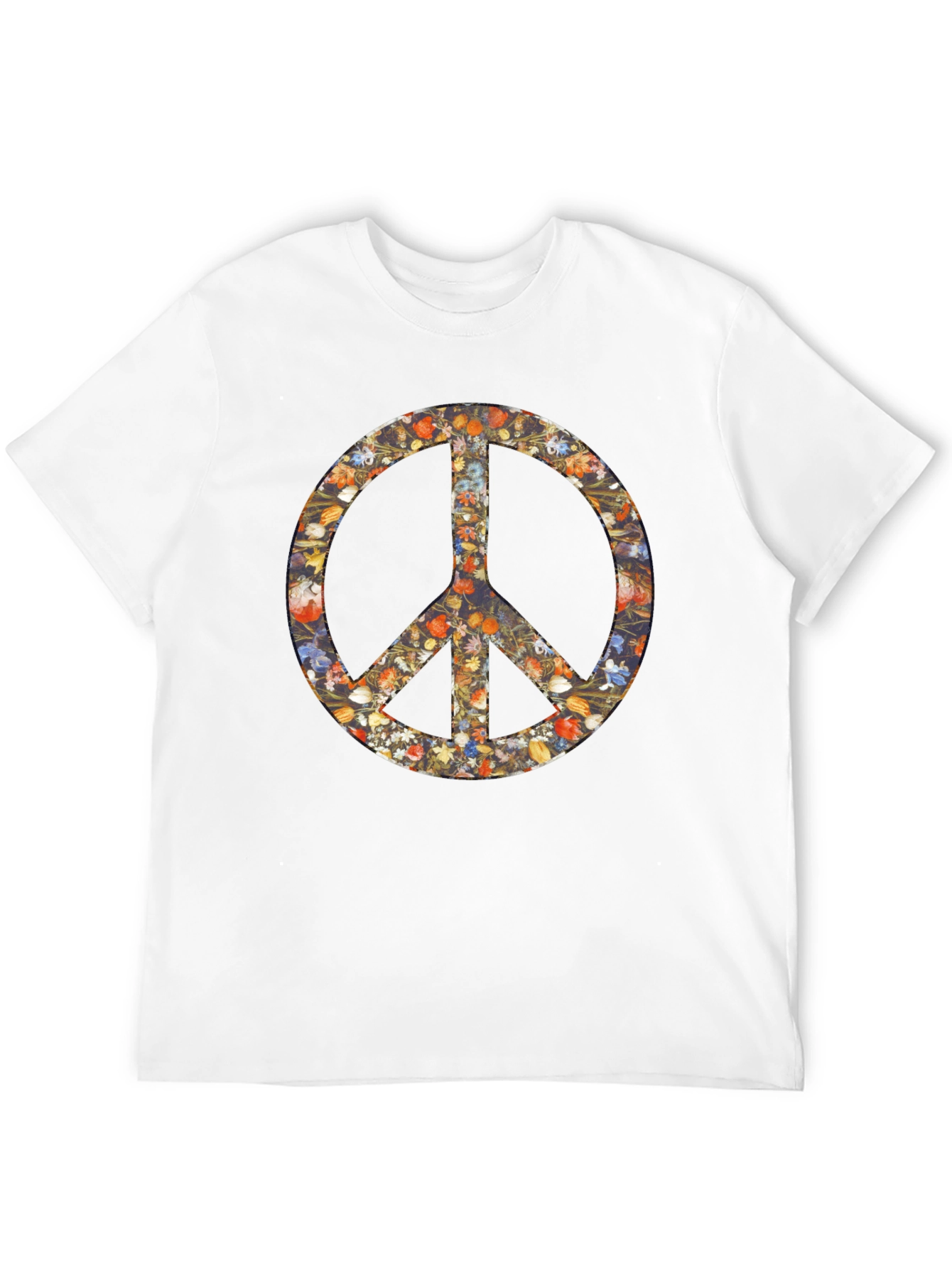 Floral Peace Sign Graphic Black T-Shirt