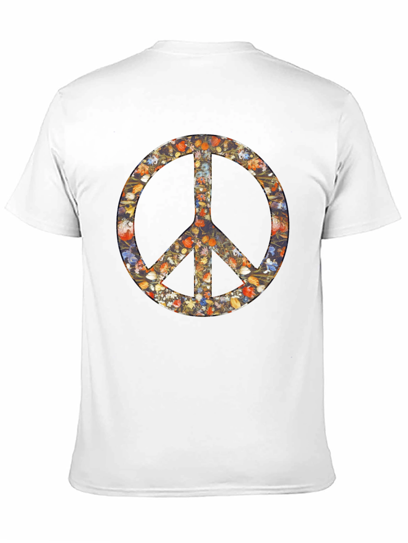 Floral Peace Sign Graphic Black T-Shirt